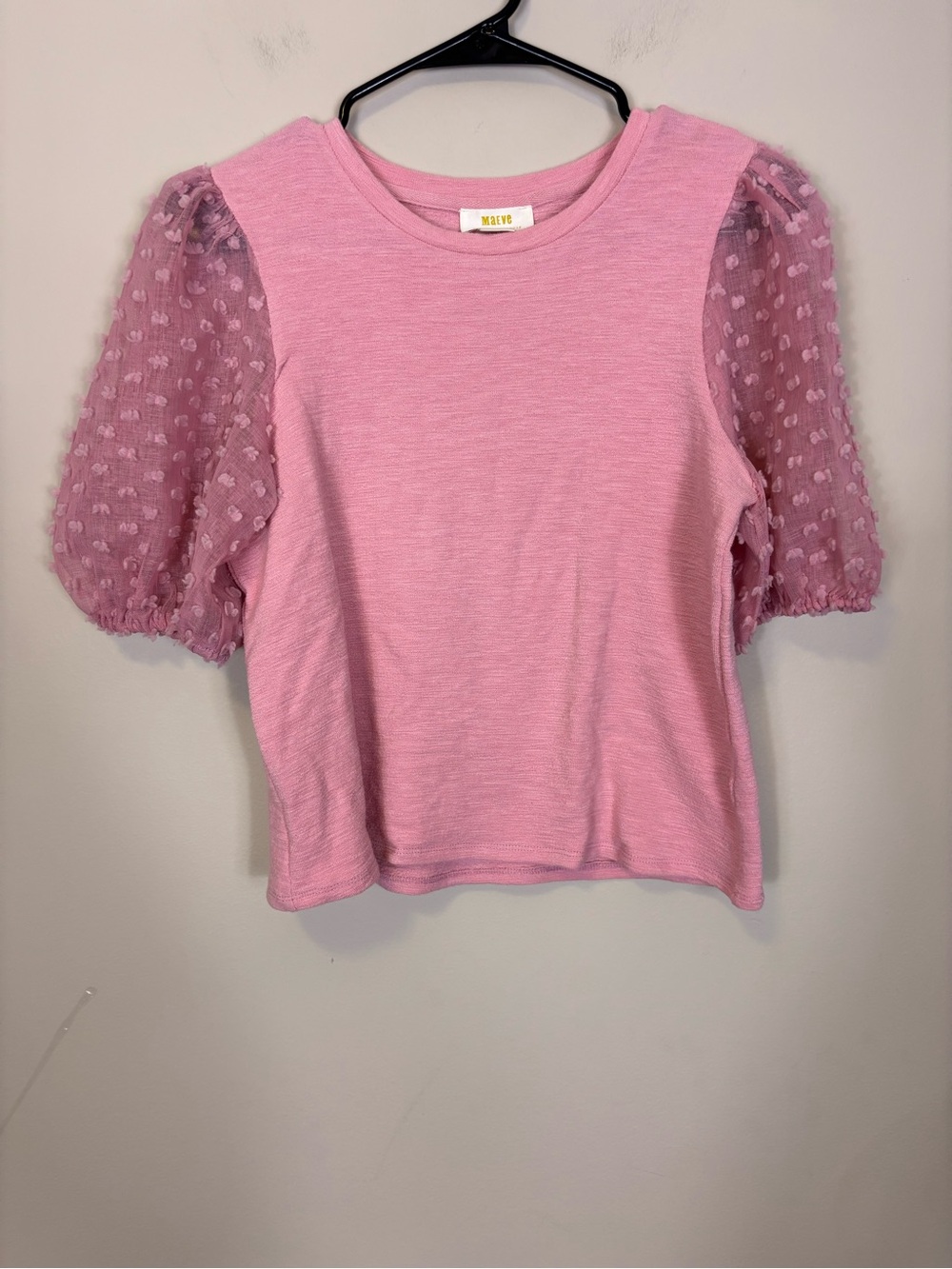Anthropologie Pink Puff Sleeve Top XS
